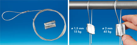 GRIPPLE - Kit de suspension rapide et universel prêt à l'emploi permet de  suspendre tout type de charge jusqu'à 45 kg câble de 2 m embout boucle Réf  KXP22UNIV4